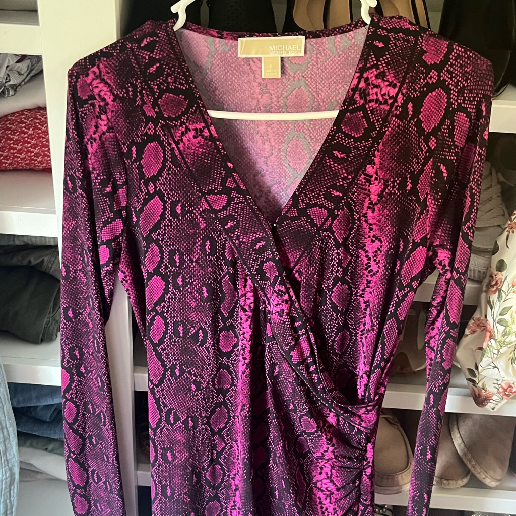 Michael Kors Fuchsia Snake Print Wrap Dress